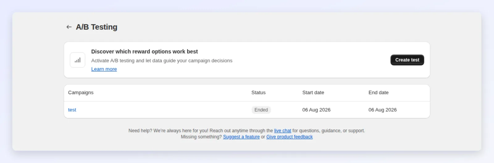 Creating an A/B test