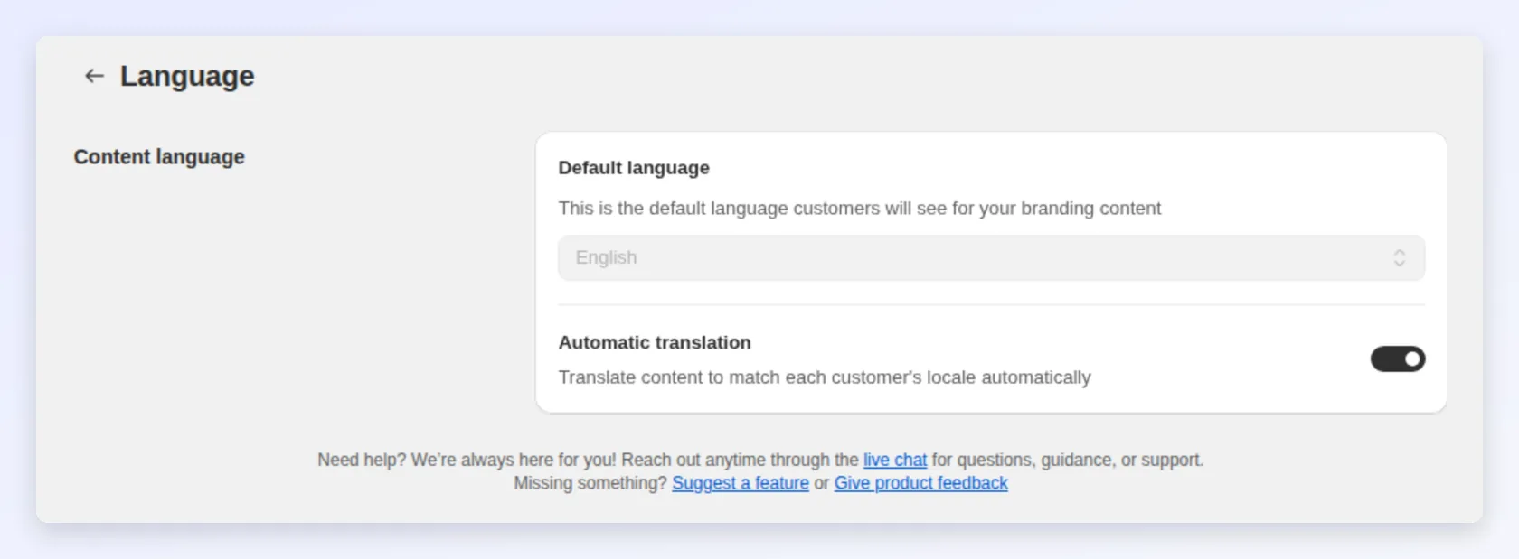 Campaign language settings with automatic translation
