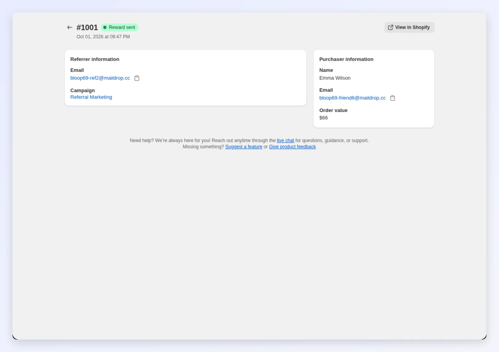 An approved referral order