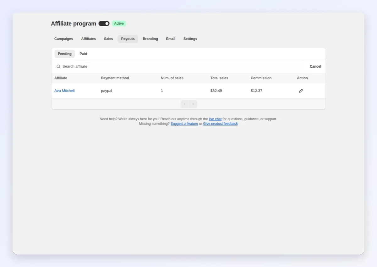 Running a test payout