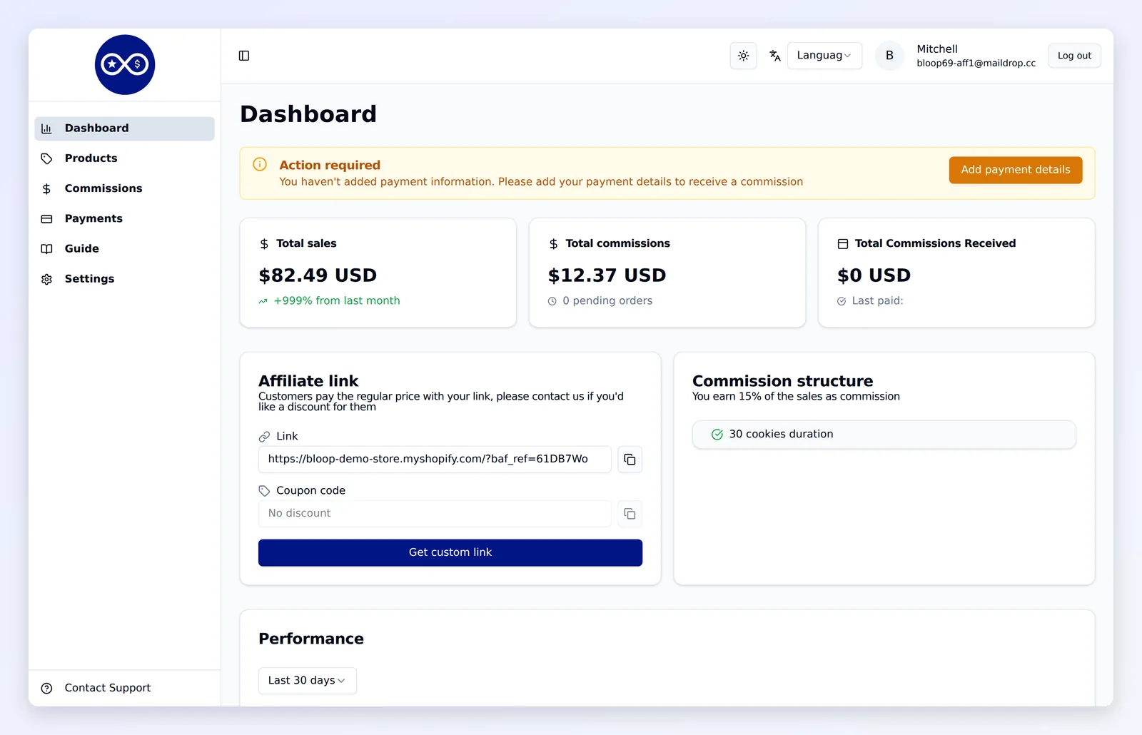Login as opens the affiliate portal exactly as the affiliate sees it